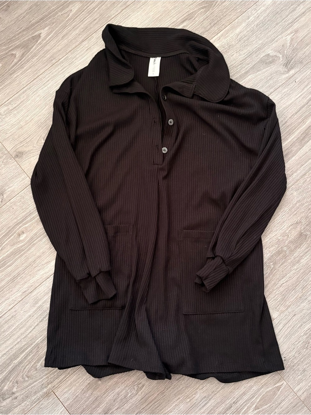 Smash + Tess Black Ribbed Button-Up romper